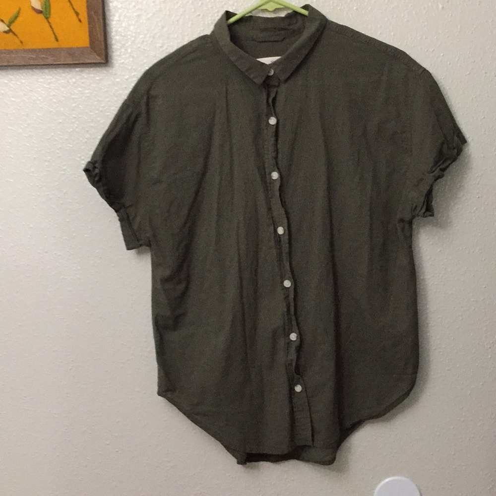 army green button shirt